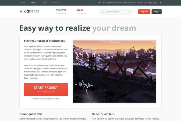 类Kickstars众筹网站设计PSD网站模板 Kickstars – Crowdfunding PSD Template插图(5)