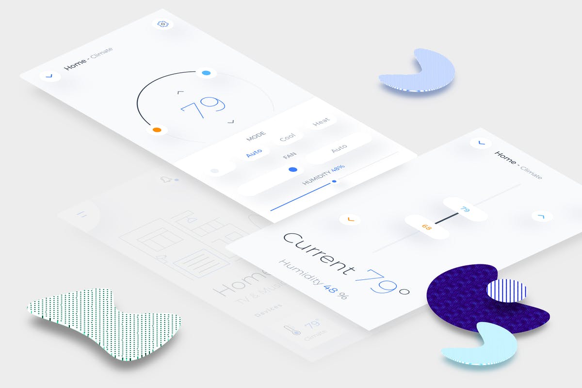 智能家居APP应用状态界面模板 Smart Home Climate 2 Mobile Ui v.3插图
