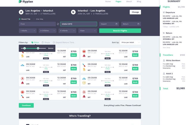 机票在线预订系统PSD网站模板 FlyPlan – Air Ticket Booking System PSD Kit插图(6)