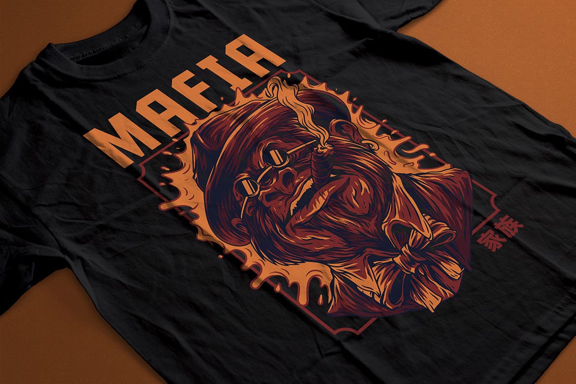 黑手党形象T恤印花图案设计 Mafia Ver 2插图(2)