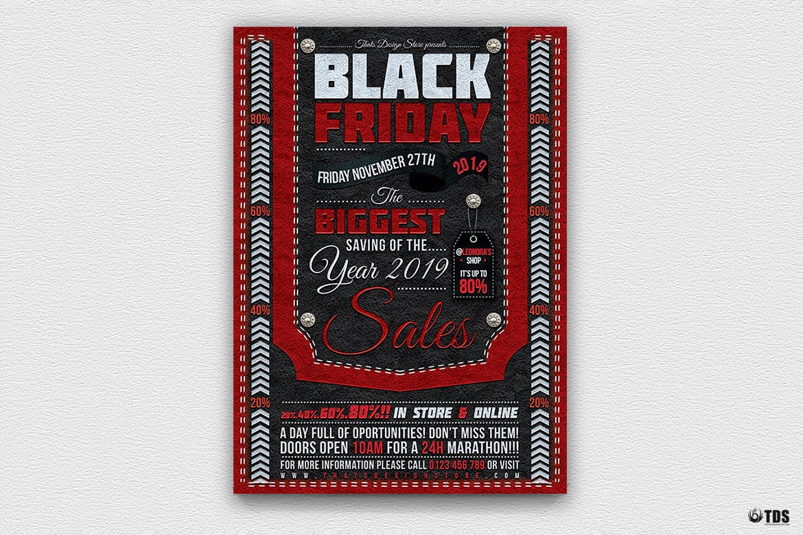 黒五海淘电商促销海报设计模板 Black Friday Flyer Template插图