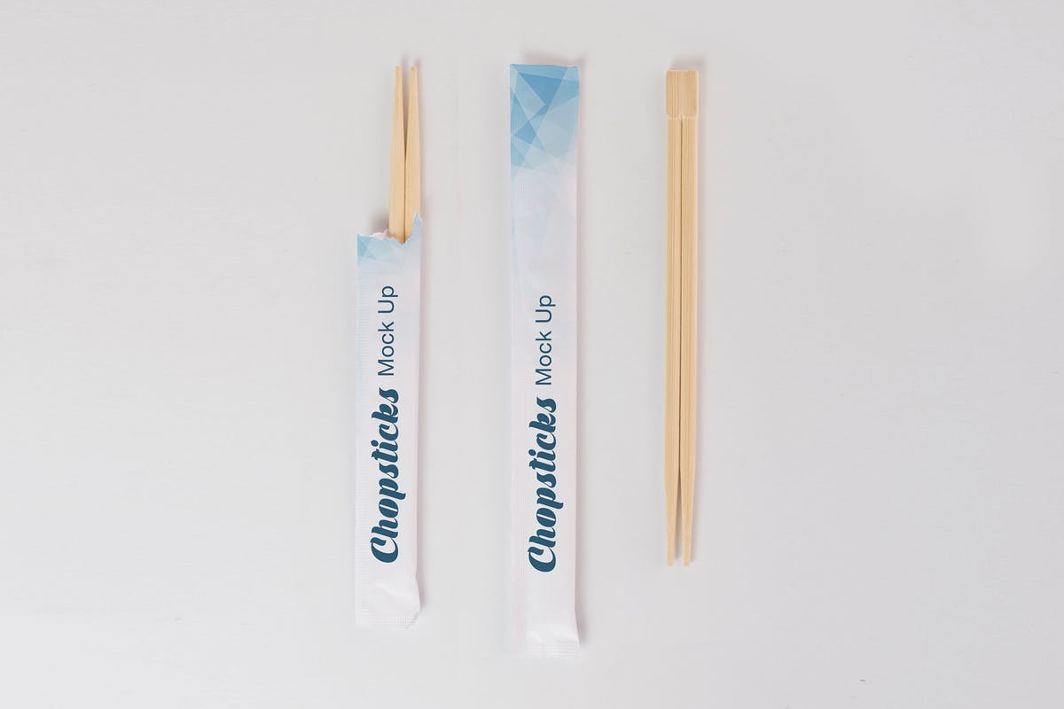 一次性竹制筷子外包设计样机模板 Chopsticks Mock Up插图