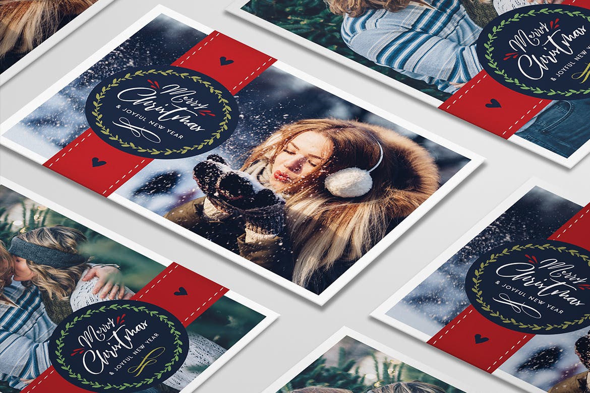 圣诞节主题照片贺卡设计模板 Christmas Photo Card插图2