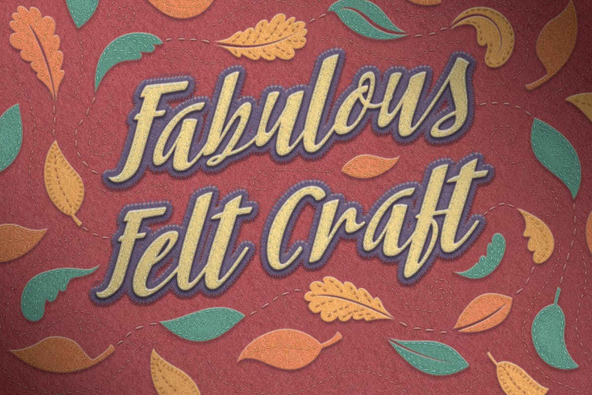 毛毡风格和手工缝制PS笔刷/图层样式 Felt Craft – Stitches Styles & More插图