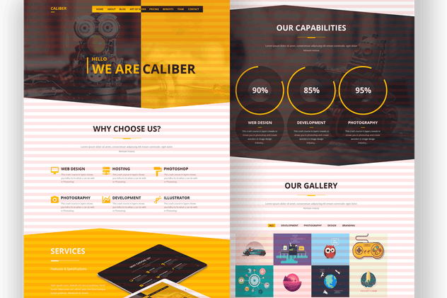 多用途品牌＆企业网站PSD模板素材 Caliber – Creative Multi Purpose PSD Template插图(15)