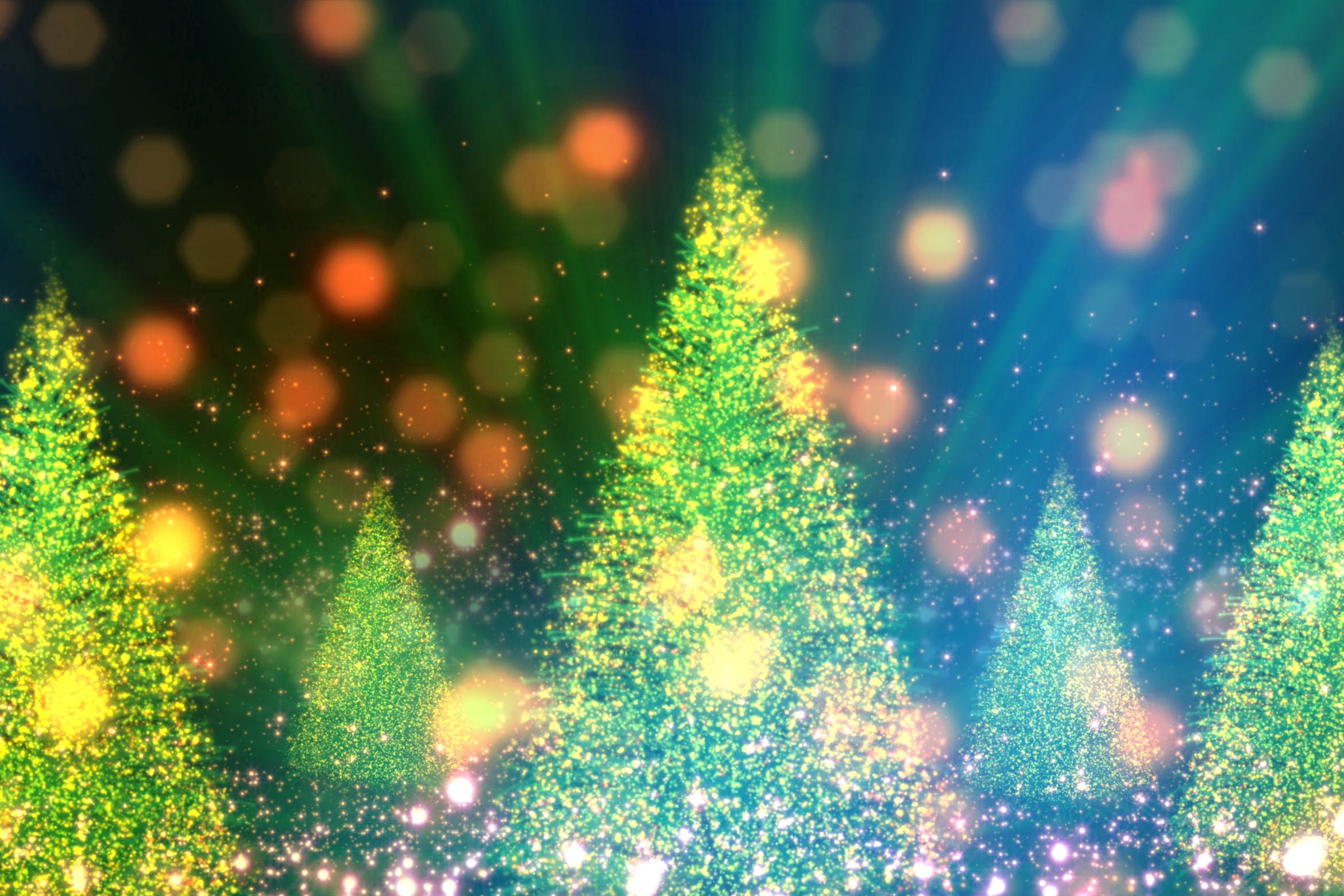 金光闪烁圣诞树高清背景图片素材1 Christmas Tree 1插图