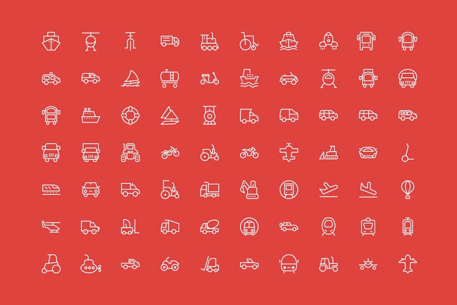 100+交通运输矢量图标集合  100+ Transportation Vector Icons插图(1)