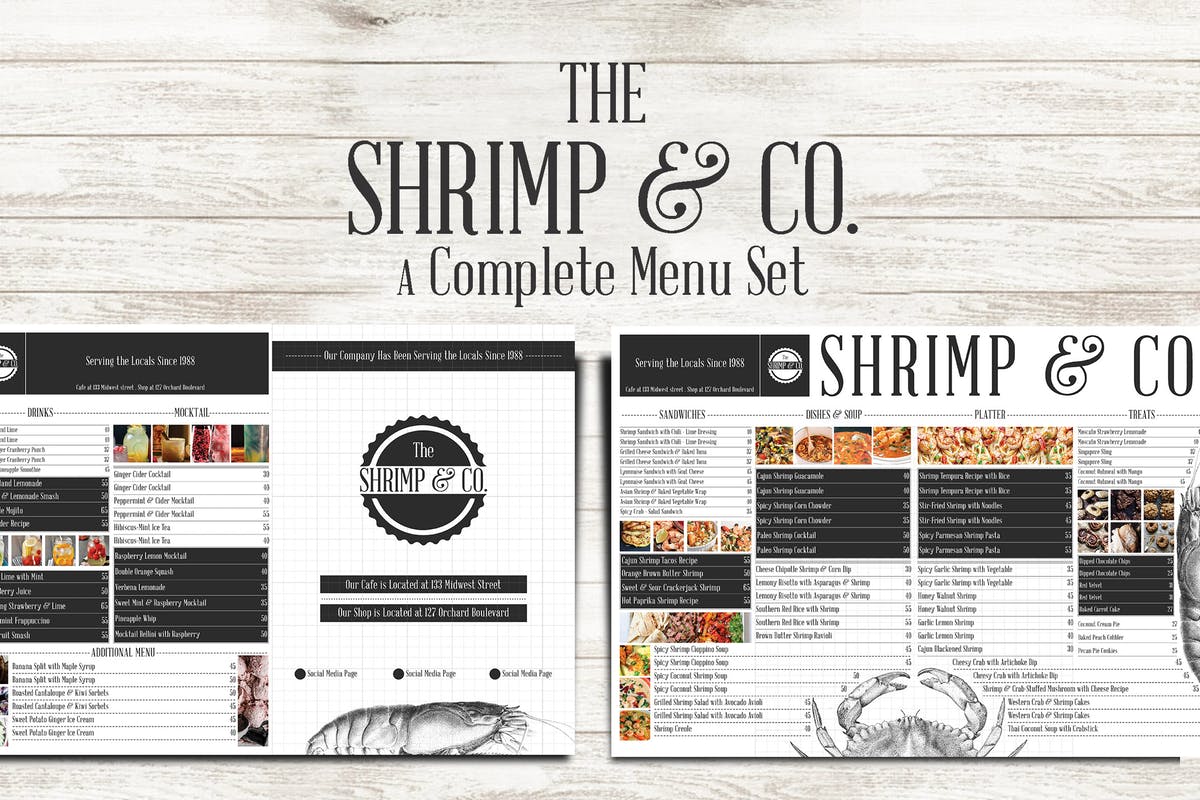 海鲜主题餐厅菜单设计PSD模板 Seafood Menu插图