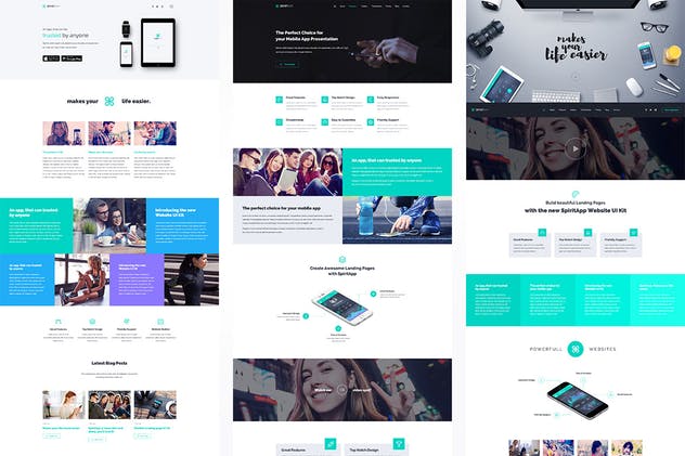 着陆页面UI工具包及网站模板 SpiritApp Landing Page UI Kit (Light Style)插图(1)