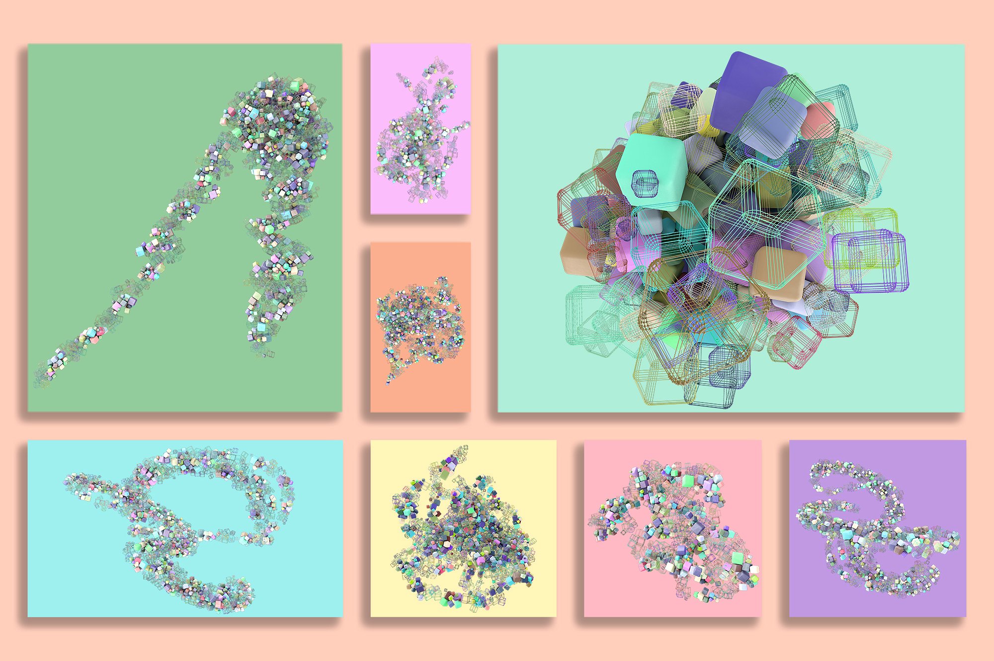 60款彩色立方体叠层背景 Cubes插图3