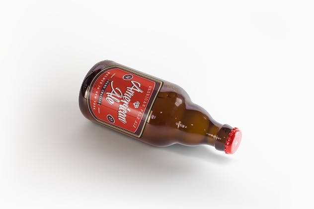 啤酒琥珀瓶啤酒瓶样机 Steinie Beer Amber Bottle Mockup插图(5)