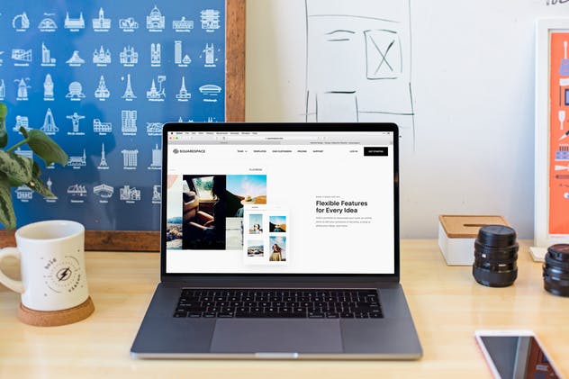 苹果MacBook Pro笔记本电脑样机模板 Macbook Touch Bar Mockup Laptop Website Workplace插图(7)