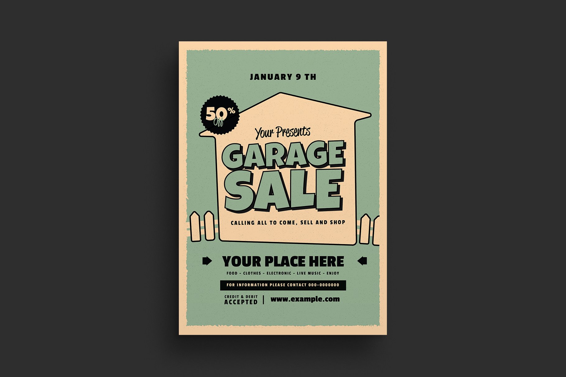 复古汽车销售活动促销广告模板 Retro Garage Sale Event Flyer插图(2)