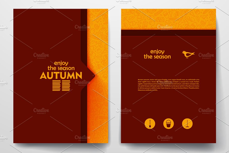 秋天果实丰收季节主题小册子模板 Autumn brochures插图2