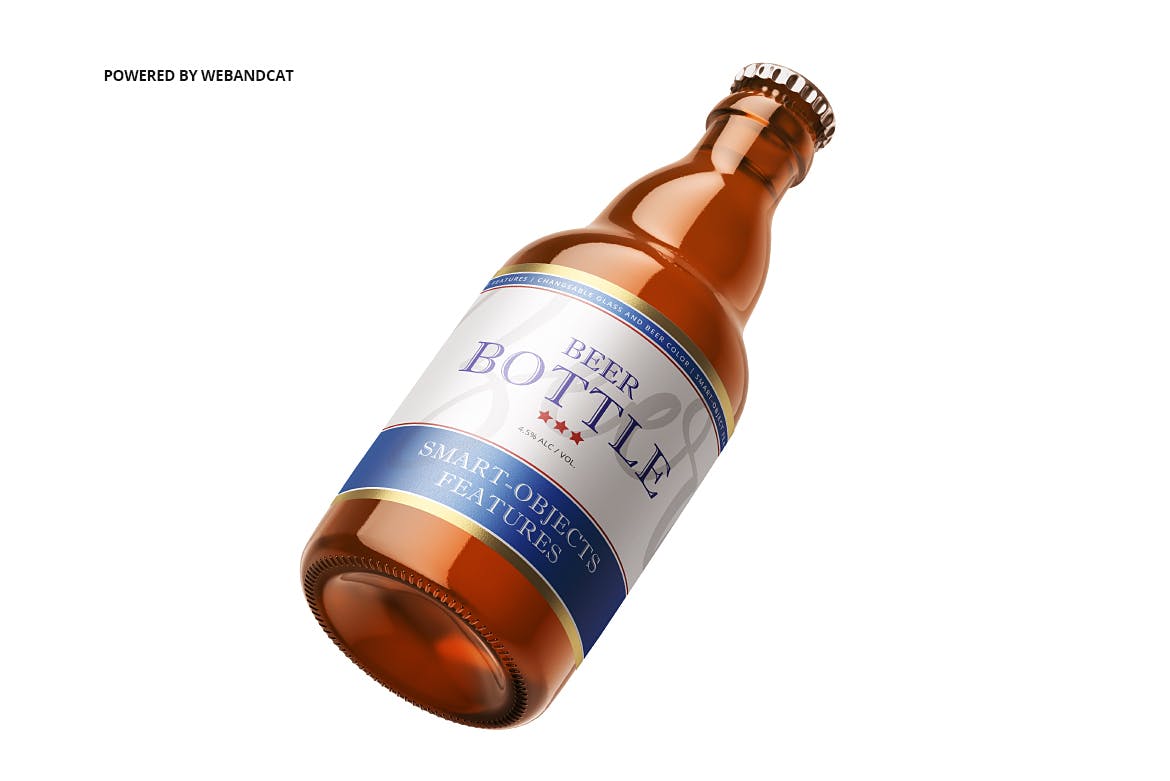 啤酒瓶外观设计效果图样机PSD模板 Steinie Beer Bottle Mock-up插图5