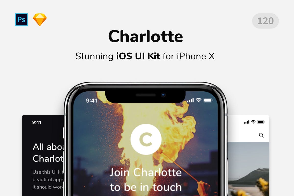 明亮和新鲜iOS UI工具包[PS&SKETCH] Charlotte iOS UI Kit插图