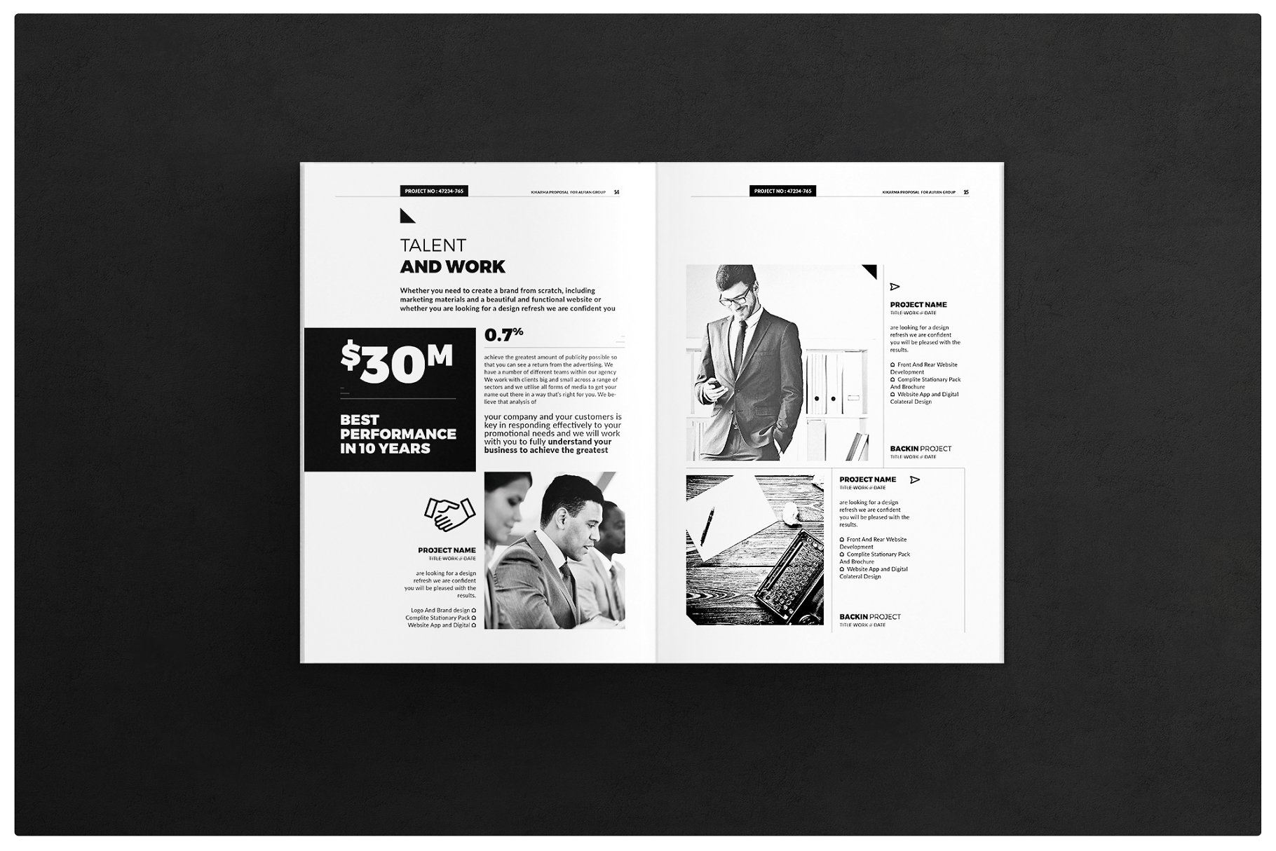黑白风产品品牌企业画册设计模板 Proposal Template插图(6)