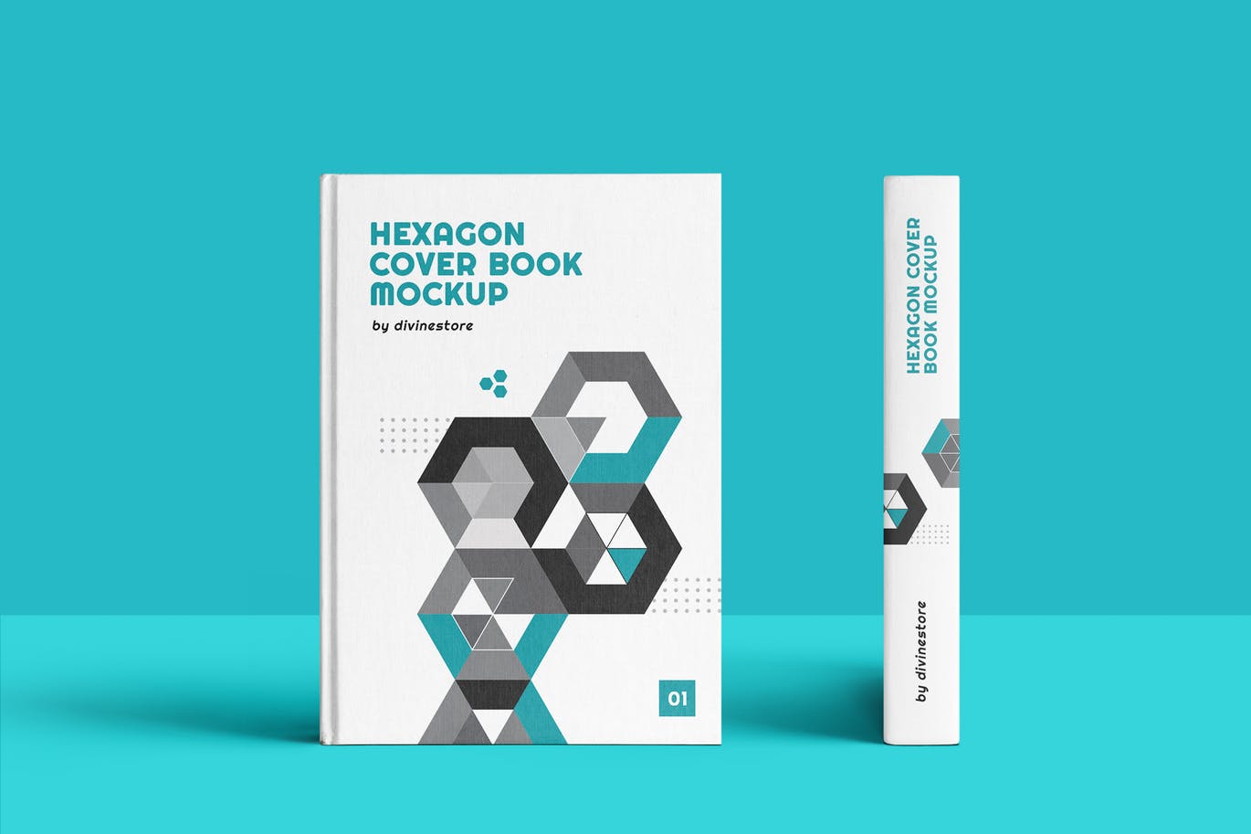 精装图书封面设计效果图样机 Hexagon Cover Book Mockup插图