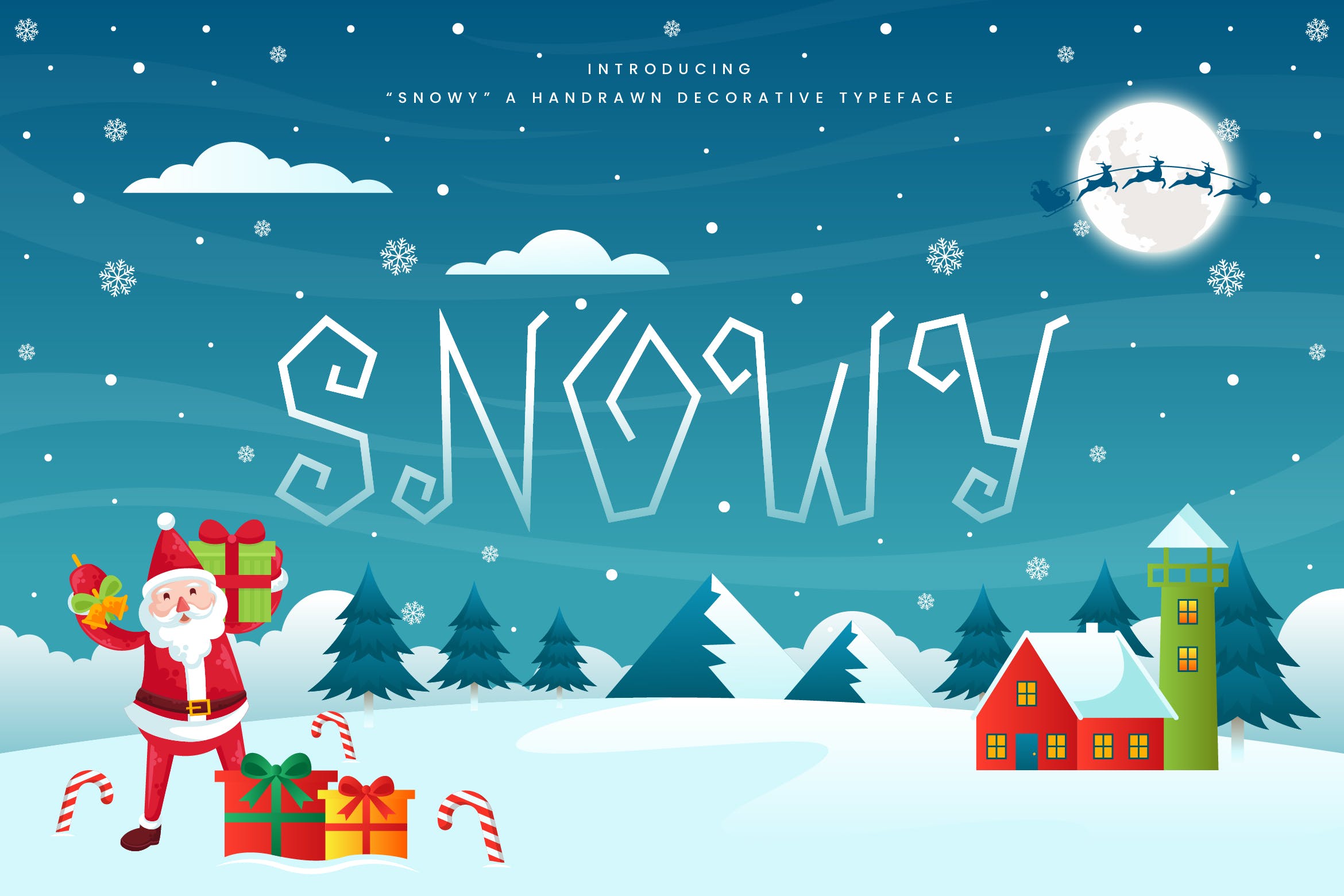 圣诞节主题设计圣诞节装饰字体下载 Snowy – Decorative Christmas Font插图