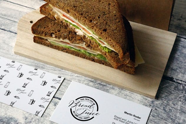 咖啡馆品牌VI设计样机模板 Sandwich Cafe Mockup插图(2)