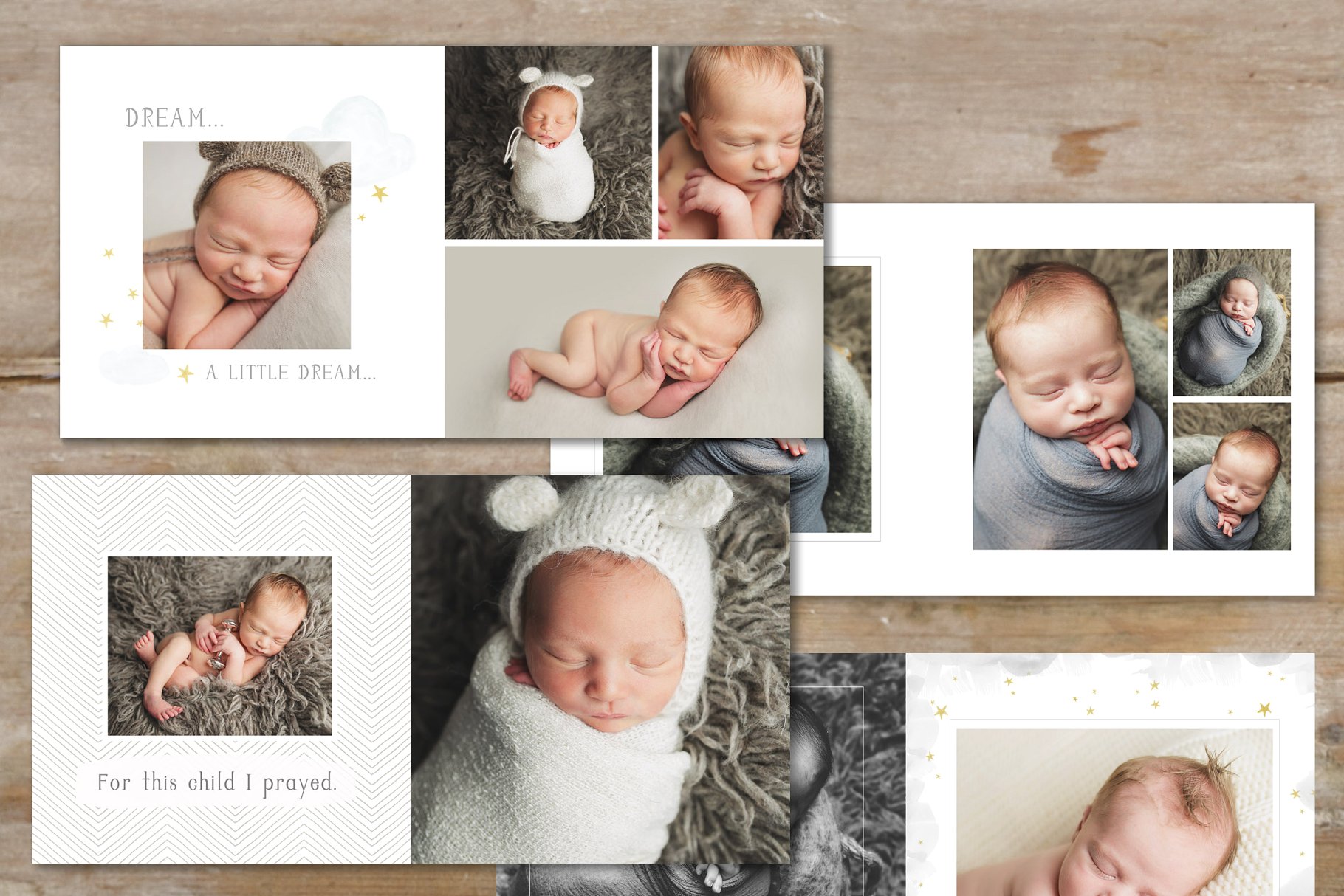 新生儿摄影艺术相册模板 Photo Book Template – Baby Boy Album插图(1)