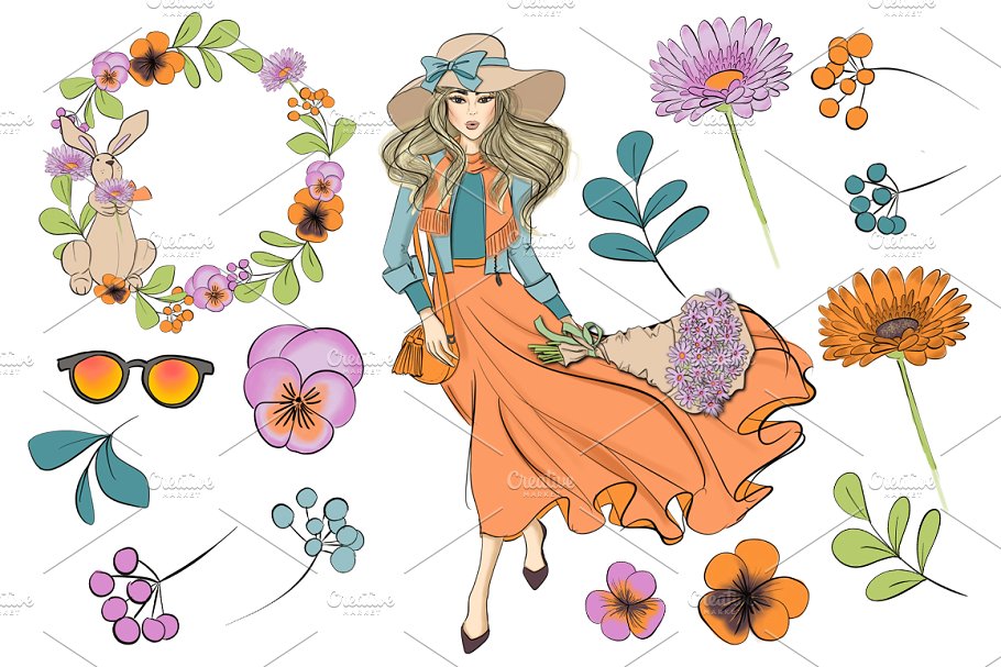 “春天百花开”-手绘水彩插画合集 Happy Spring Hand Drawn Illustration插图(5)