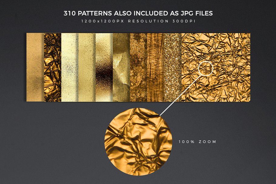 300+金光闪闪金箔图层样式 300+ Gold Glitter Foil Styles插图14