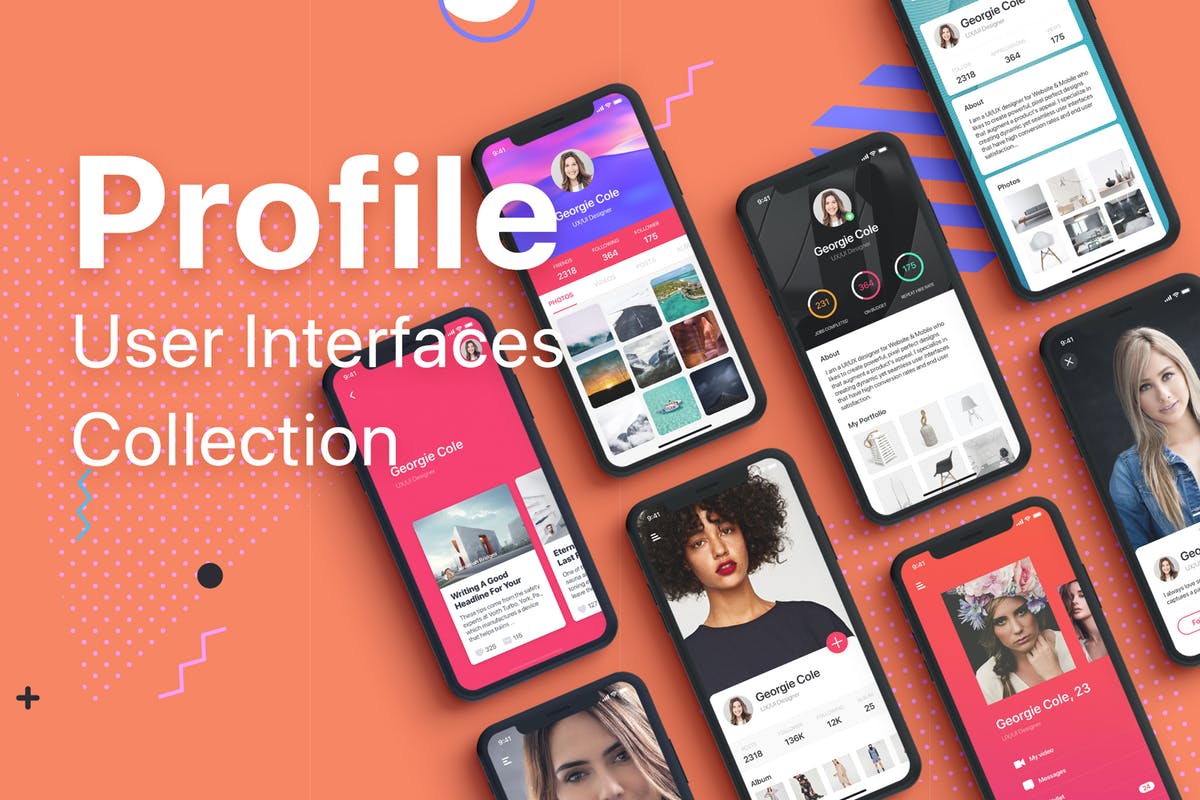 社交媒体/个人博客APP UI套件 Profile Mobile UI Collection插图
