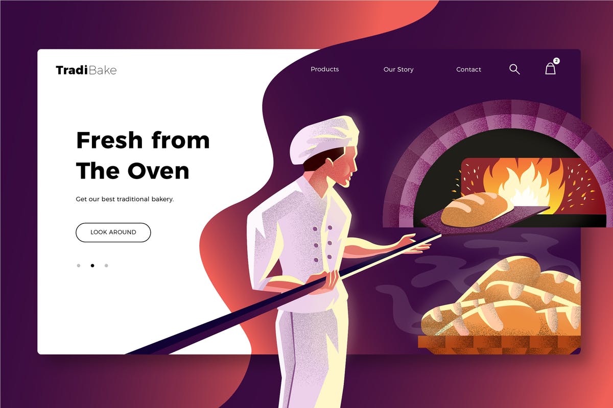 烘培面包品牌网站Banner&着陆页页面设计模板 Bakery – Banner & Landing Page插图