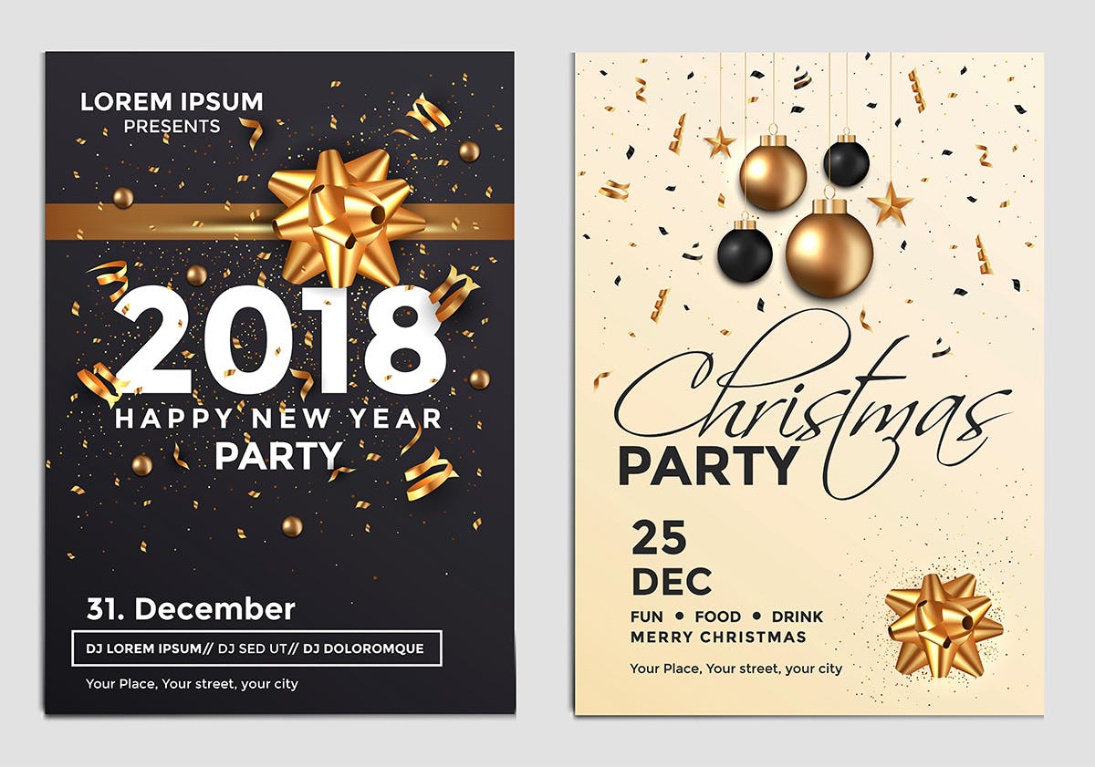 浓厚节日氛围圣诞节派对活动传单海报设计模板合集 Set of 10 Christmas Party Flyer Templates插图(8)