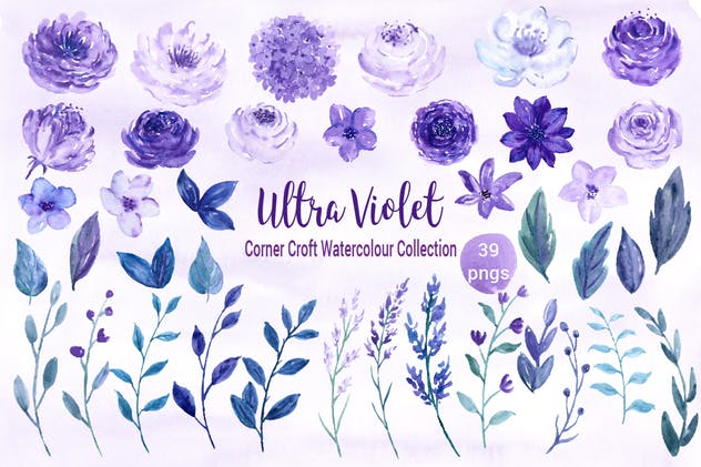 紫罗兰水彩纹理/图案合集 Watercolor Ultra Violet Collection插图1