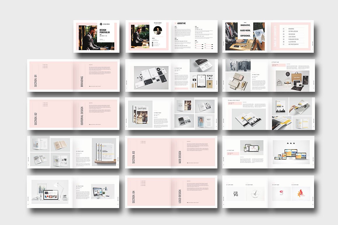 简约而专业的图形设计师产品组合杂志模板插图(26)