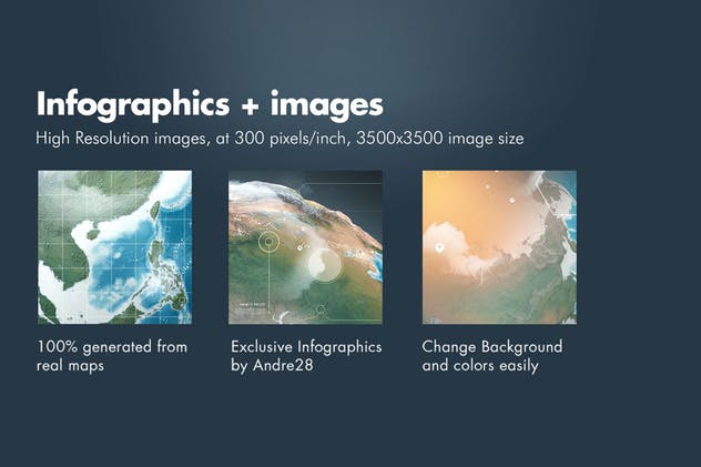 高清地球模型数据统计信息图表设计模板v2 Illustrations of the Earth with Infographics v2插图(1)