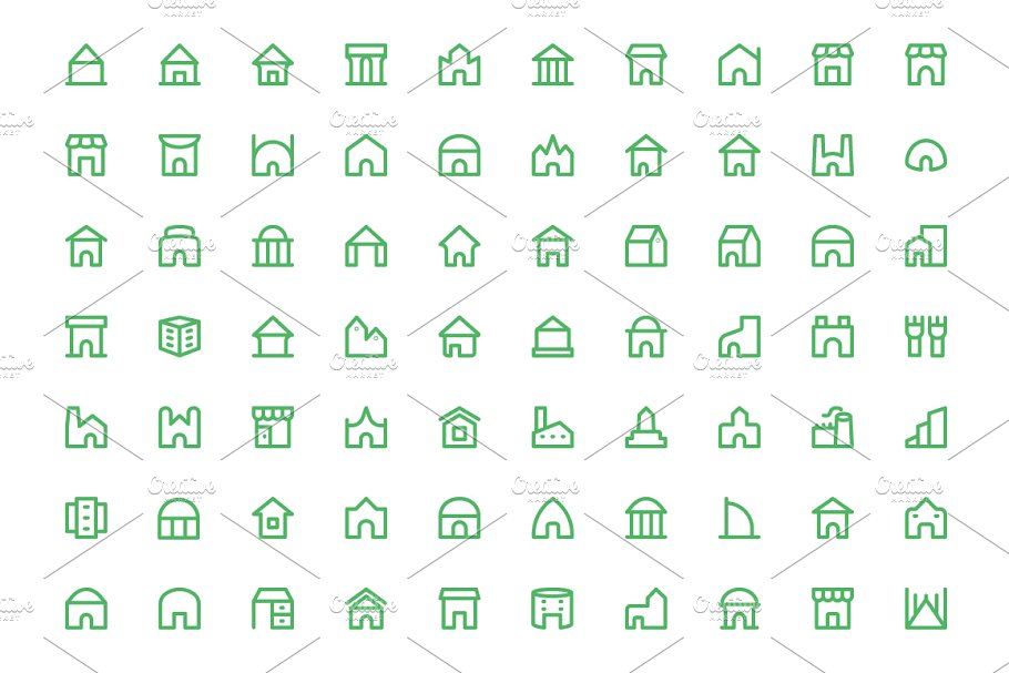 175+建筑工程线条图标素材 175+ Building Line Icons插图(1)