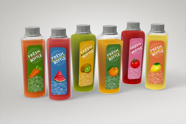 果汁瓶包装外观设计样机模板 Juice Bottle Set Packaging MockUp插图4