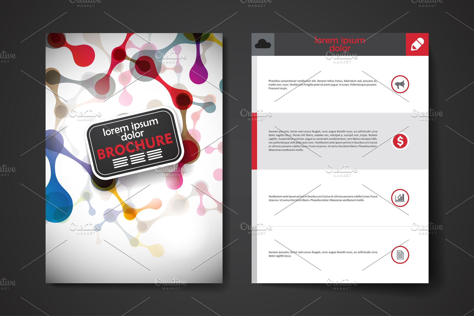 物理分子风格小册子模板 Set of brochures in molecule style插图1