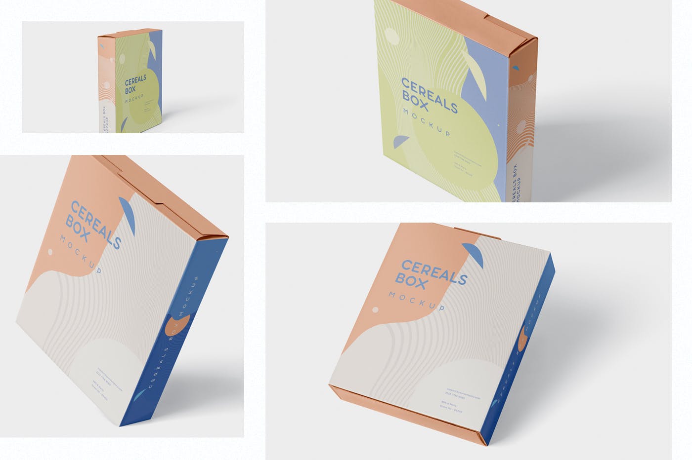 麦片盒包装外观设计样机模板 Cereals Box Mockup插图(1)