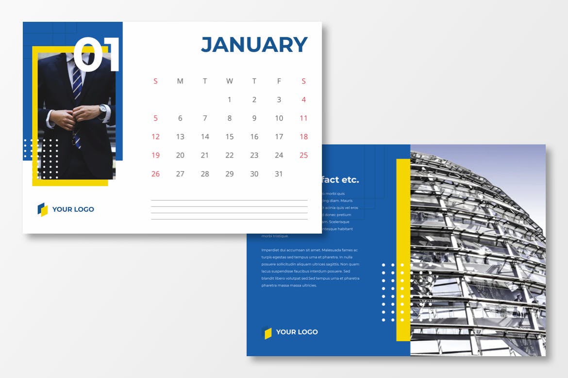 2020年建筑艺术活页日历表设计模板 Calendar 2020插图3