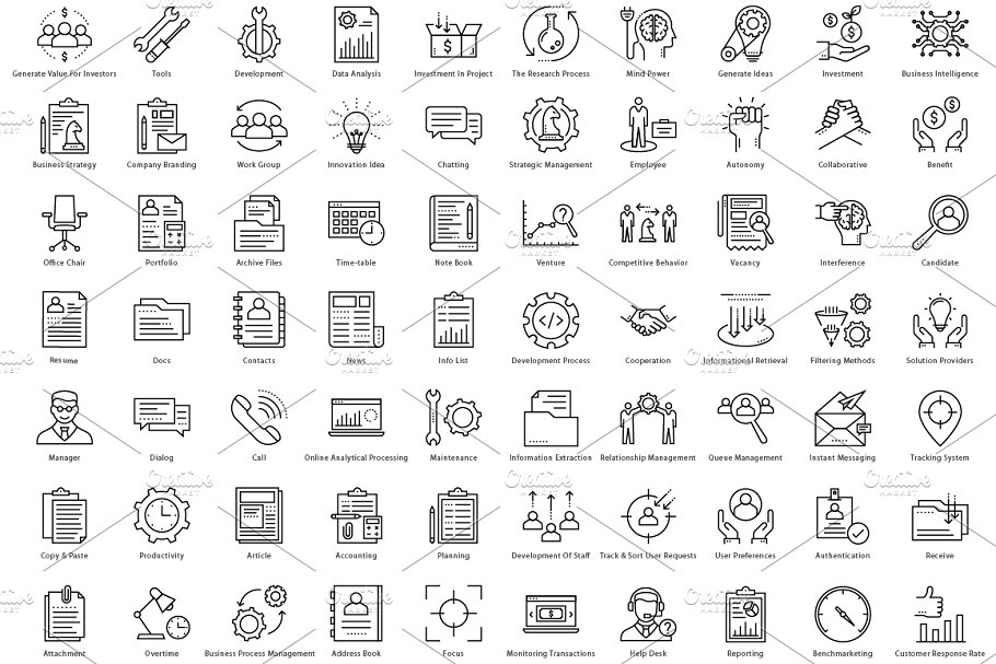 1270枚企业商务主题线条图标 1270 Business Line Icons插图(3)