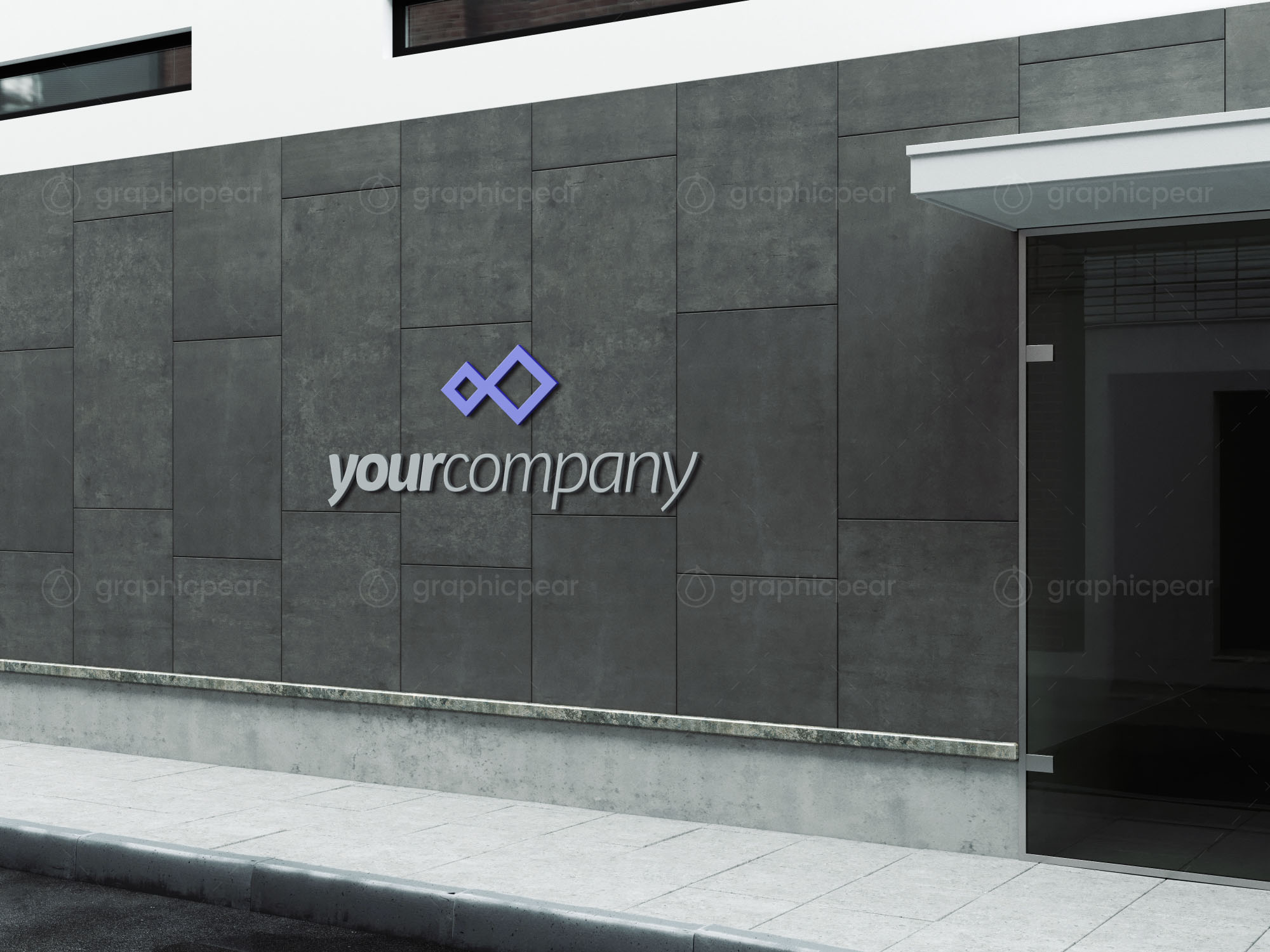 公司建筑Logo标志设计效果图样机模板 Company Building Sign Mockup插图(2)