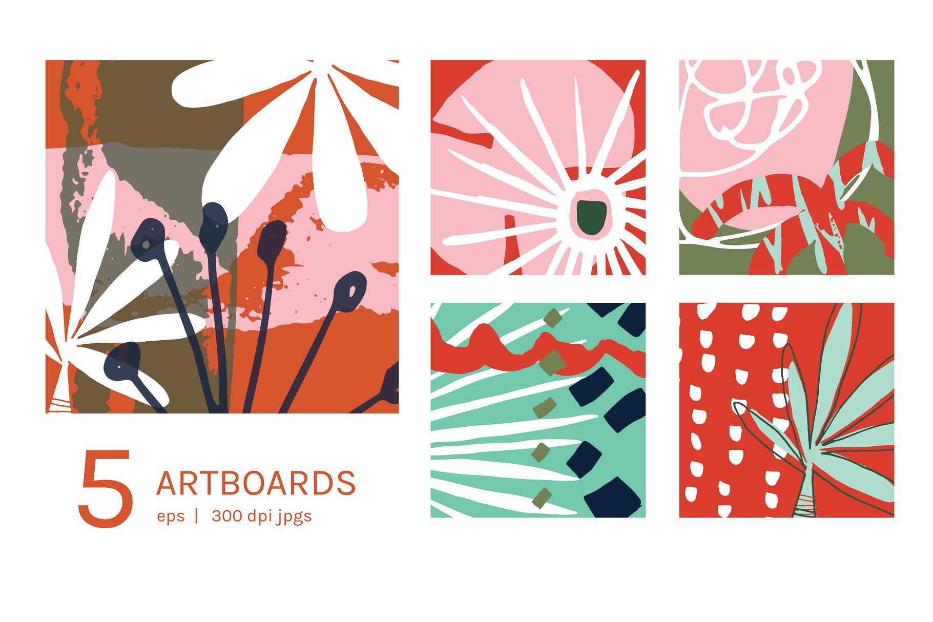 抽象热带无缝植物图案纹理 Abstract Tropics | Boards + Patterns插图(2)