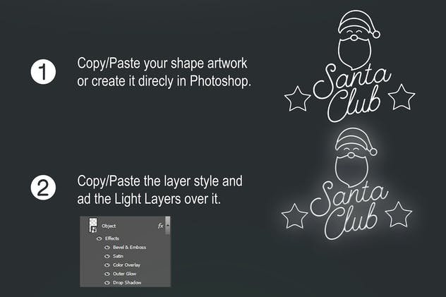 圣诞主题风格霓虹灯图层样式 Neon Christmas Layer Style插图(3)