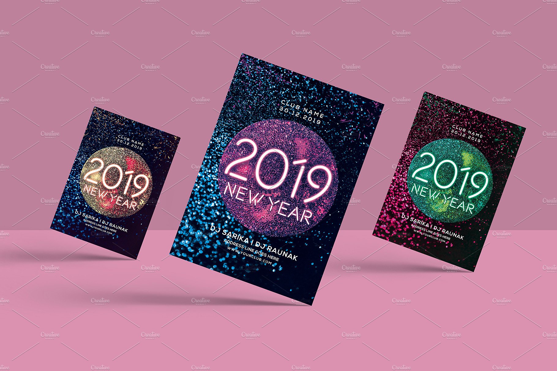 新年聚会海报模板 New Year Party Flyer [psd]插图(2)