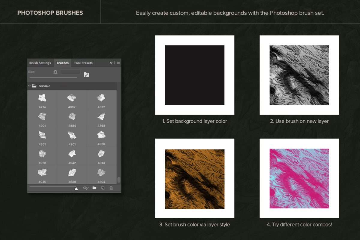 创意抽象纹理系列：15款混合油漆3D纹理&PS笔刷 Tectonic (Exclusive)插图3