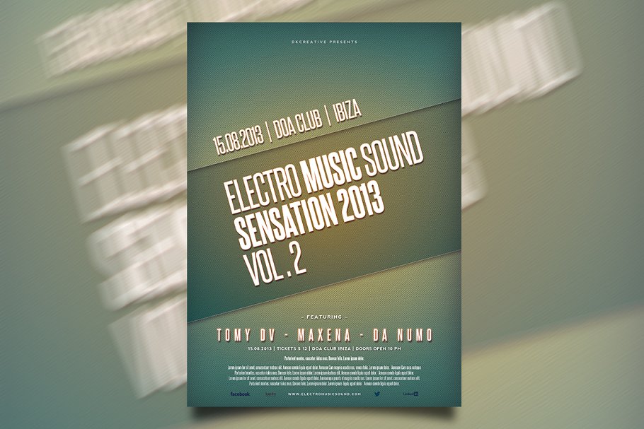 电子音乐电音派对活动海报设计模板 Electro Music Sensation Flyer插图(3)