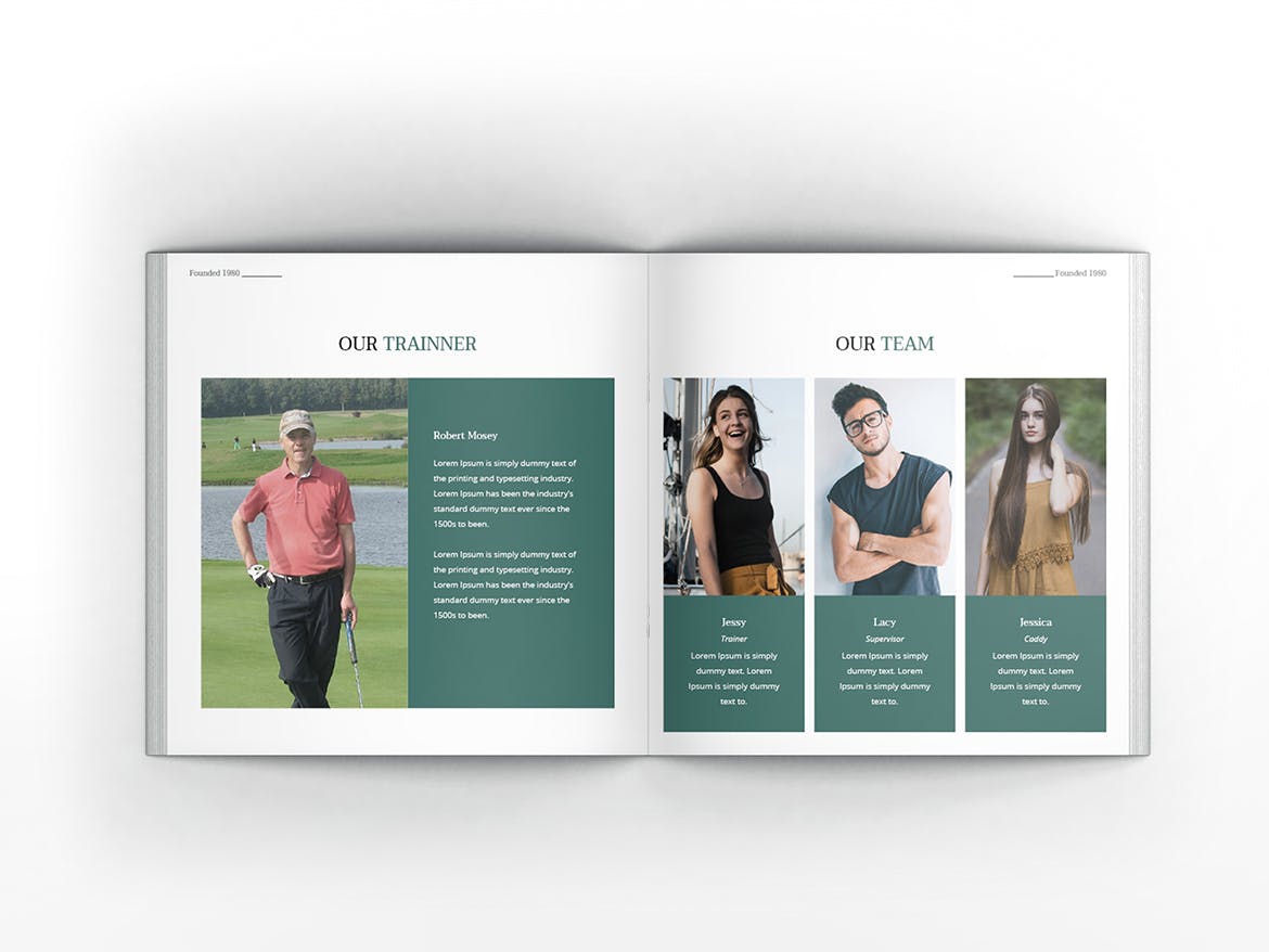 高尔夫俱乐部/体育运动场馆介绍画册设计模板 Golf Square Brochure Template插图11