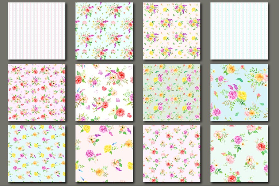 优雅的花饰图案纹理 Watercolor Pattern Sensational插图(1)