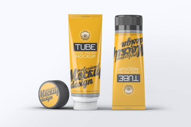 鞋子清洁产品品牌软管&盒子样机模板 Tube Shoe Polish Mock-Up插图(6)