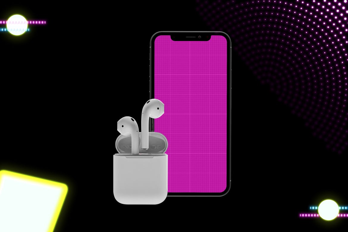 在线音乐APP设计效果图样机模板 Neon Music App MockUp插图7
