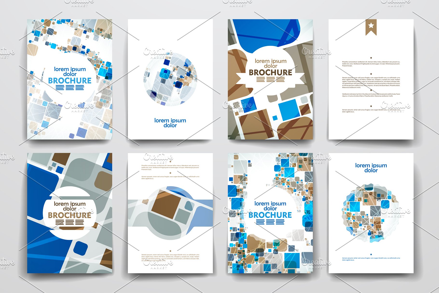 抽象叠加几何图形宣传册模板 Brochure Templates插图1